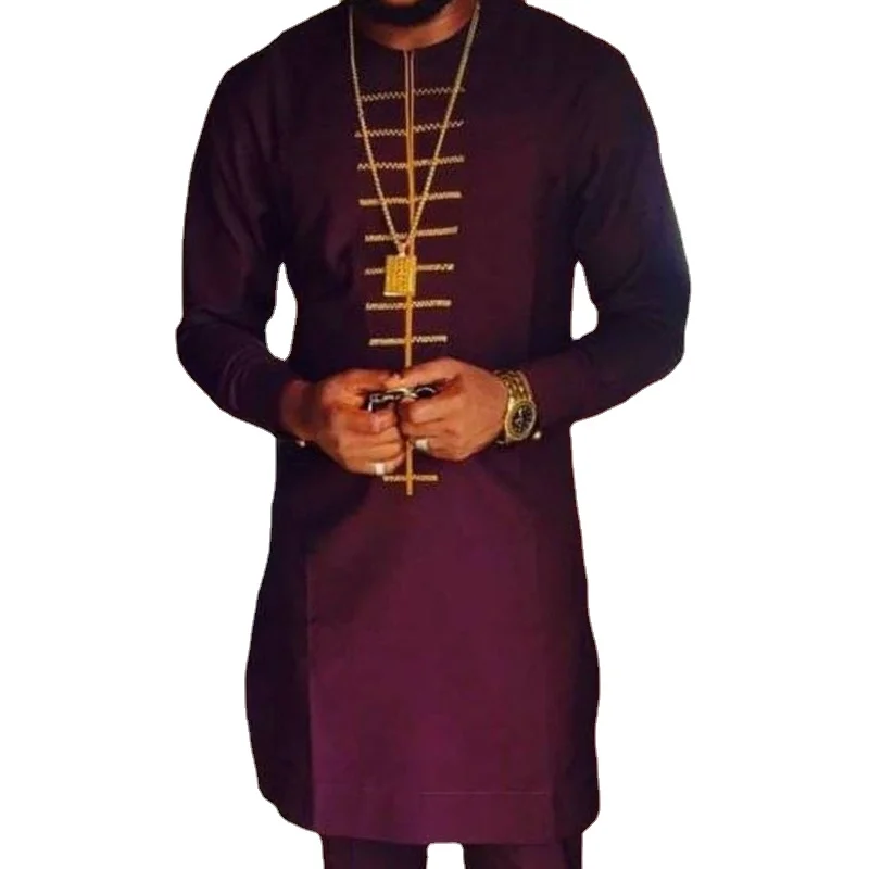 

Men's Long Sleeve Embroidered Shirt African Traditional Fashion Top Men's Muslim Clothing 2021 New Large Size Tee Male