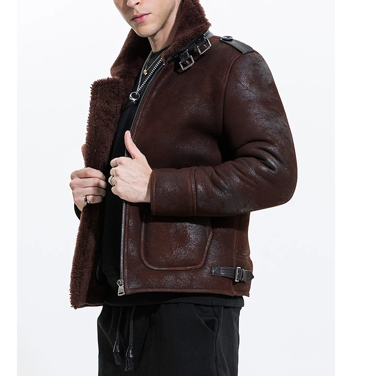 2021 Модные мужские b3 ВВС Пилот пальто из натуральной овечьей кожи Дубленки шерсть