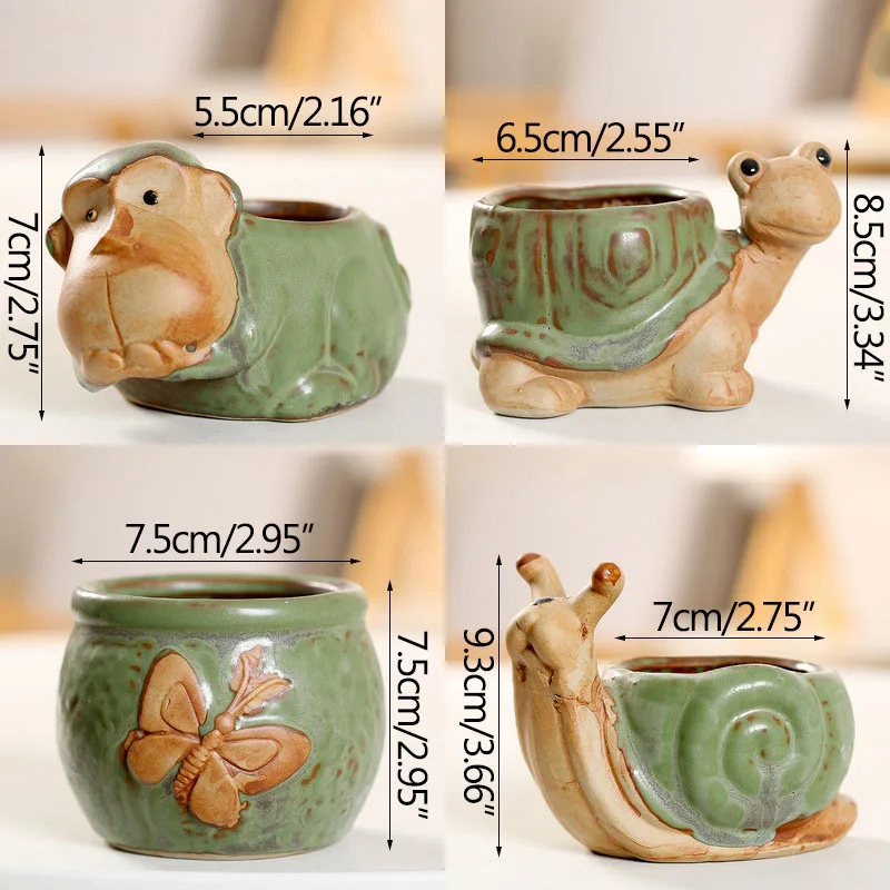Винтажные керамические цветочные горшки плантатор для суккулентов животных
