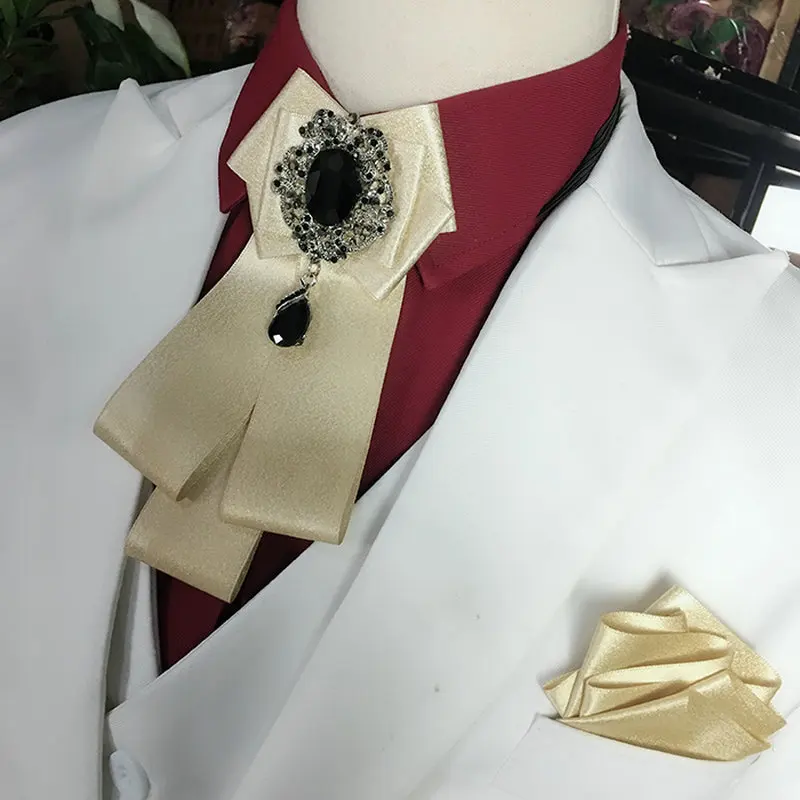 

British Women Men Sweater Shirt Ribbon Bow Tie Cravat Business Wedding Club Party Alloy Rhinestone Crystal Bowtie Formal Necktie
