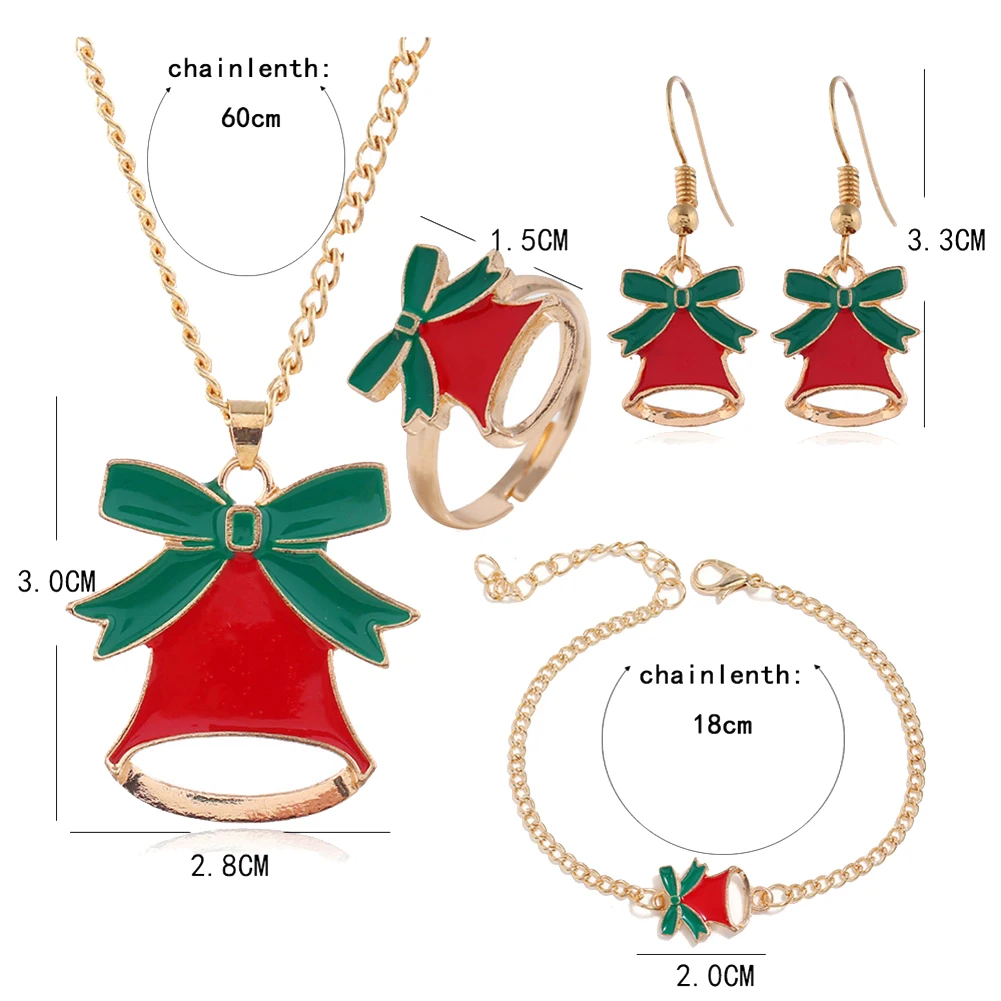Christmas Tree Santa Elk Bell Necklace Earrings Set Fashion Luxury Romantic Women Elegant Party Gift Jewelry | Украшения и