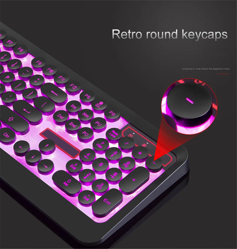 USB Проводная игровая клавиатура RGB Механическая с подсветкой ощущение клавиатуры для Macbook lenovo круглые брелки PC компьютерная клавиатура геймер