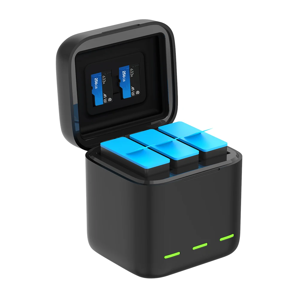 

TELESIN 3-in-1 Battery Charging Set Battery Storage Box for Hero 9 Black Action Camera Hero9 w/ 2 Batteries Accessories Parts