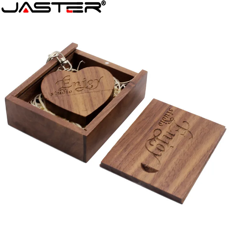 Usb-флеш-накопитель JASTER деревянный в форме сердца + B с логотипом на заказ 64 ГБ 8 16 32 |