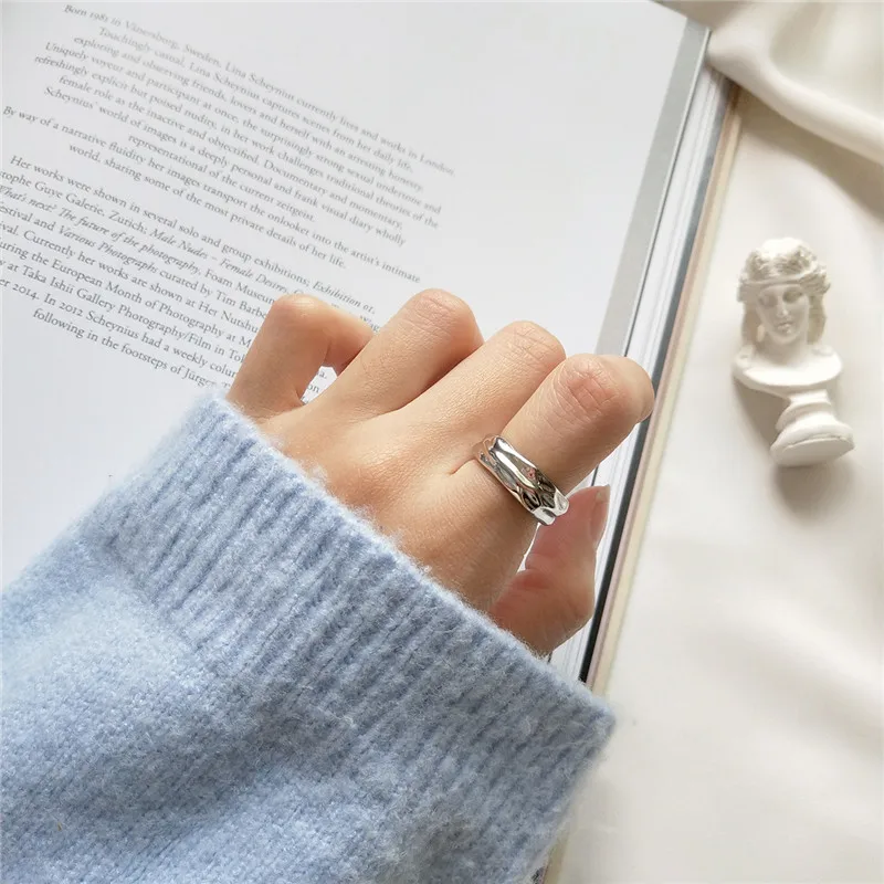 RUIYI TF карта с полным фактическим 925 пробы Серебряные кольца неправильные