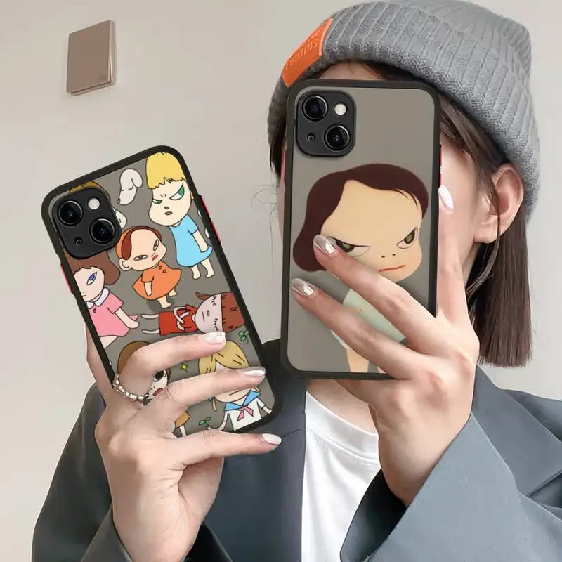 

Yoshitomo Nara art girl Phone Case For iphone 12 11 13 Pro Max X XS Max XR 7 8 6 Plus 12mini Translucent Matte Shockproof Case