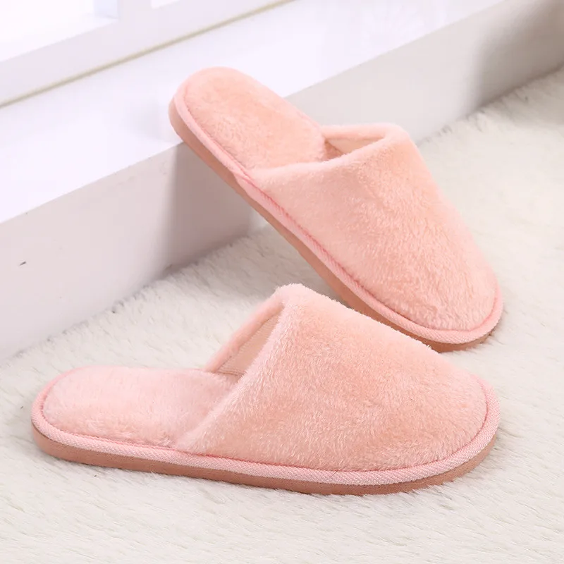 

Candy Color Woman Plush Slippers Casual Mute Wood Flooring Flat Slippers Woman Pantoffels Dames Warm Winter Furry Slippers New