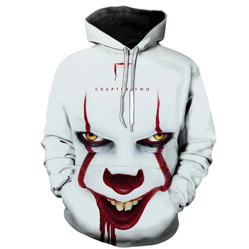 Толстовки с капюшоном 3D принтом из фильма ужасов IT Chapter Two для мужчин и женщин