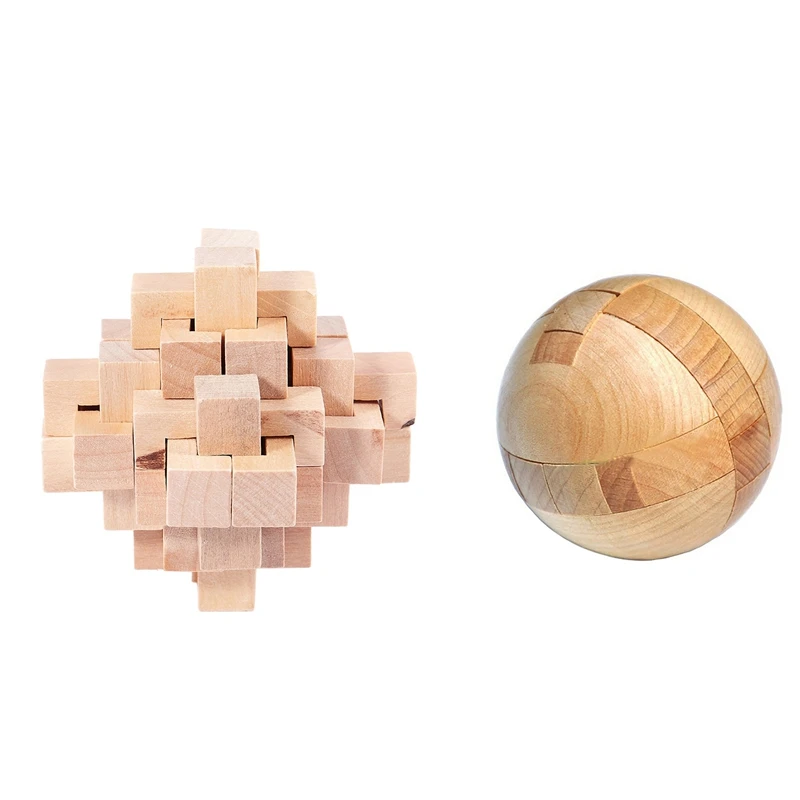 

Wood Puzzle Brain Teaser Toy Games for Adults / Kids & Wooden Puzzle Magic Ball Brain Teasers Toy Intelligence Game Sphere Puzzl