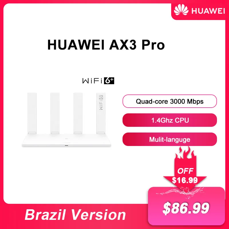 Original HUAWEI AX3 Pro WiFi 6+  Gigabit Quad Core 3000Mbps Repeater Amplifier Mesh WiFi 4 High Gain Antennas Global Version