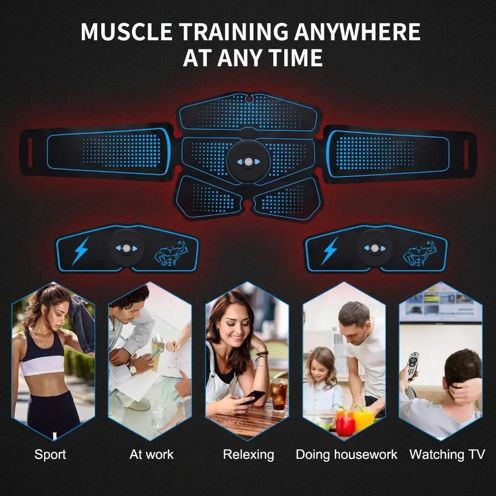 Abdominal Muscle Stimulator Intelligent Trainer EMS 6Pack Total Abs Fitness Equipment Gear Muscles At Home USB Charged Gym images - 6