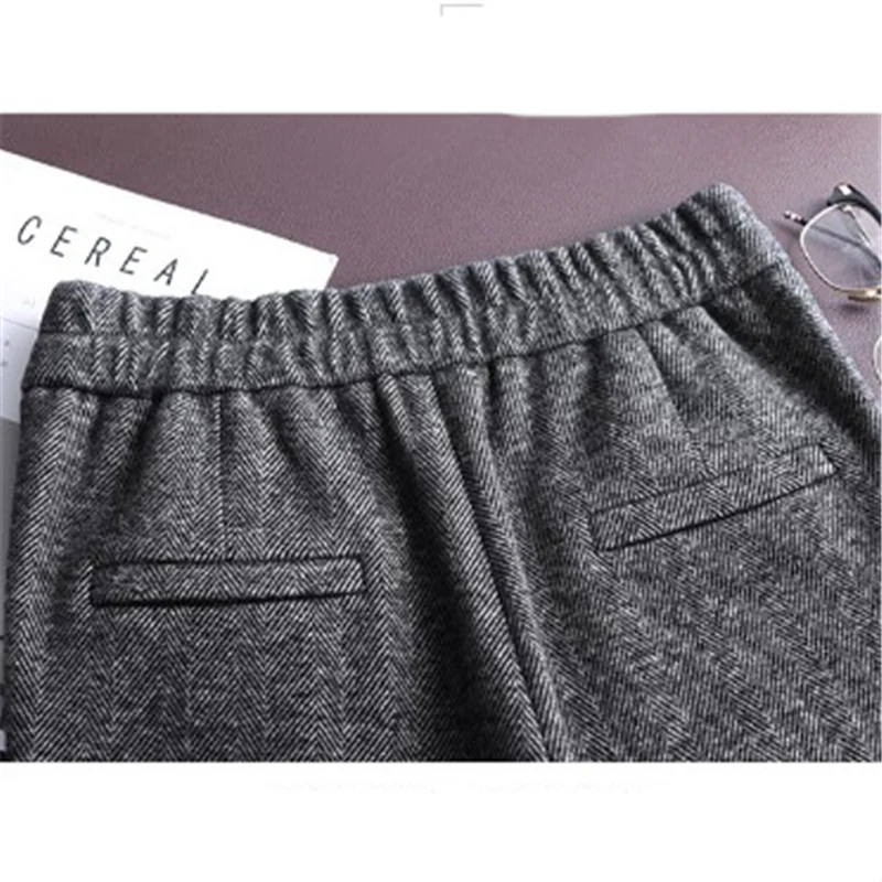 

European Style Women Woolen Wide Leg Pants Thickening Long Loose Trousers Female New Fashion Casual Streetwear 3XL 4XL 5XL A4044