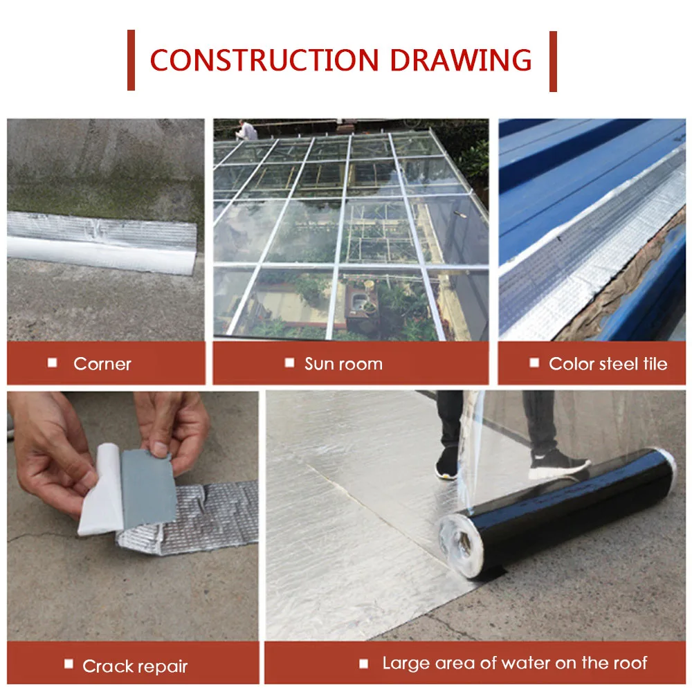 Aluminum Foil Adhesive Tape Waterproof Duct Super Repair Crack Thicken Butyl Home Renovation Tools |