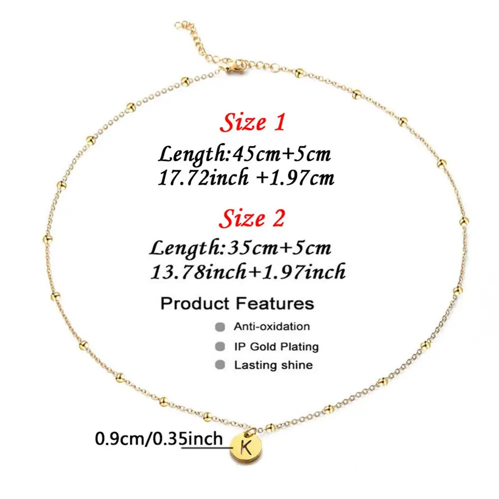 Ожерелье с подвеской инициалами женские из нержавеющей стали A Z цепочка бусинами