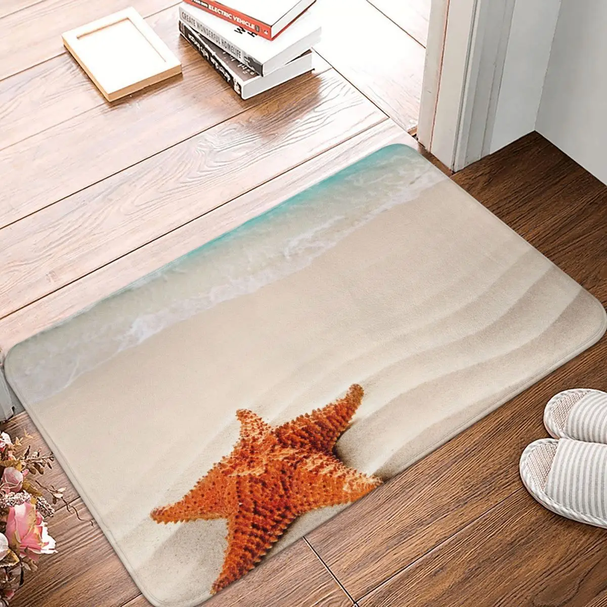

Sea Stars Beach Ocean Doormat Modern Soft Bathroom Entrance Floor Mat Door Floor Rug Carpet Starfish Anti-slip Area Rugs