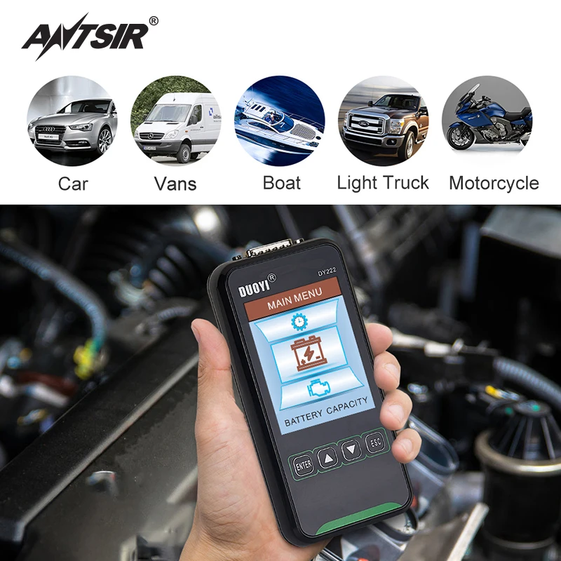 

Анализатор заряда автомобильных аккумуляторов, 12 В, 24 В, 100-2000cca