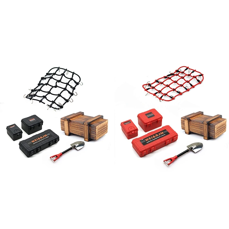 

RISE-6PCS/Set Simulated Decoration Suitcase Luggage Net Shovel for TRX4 Defender SCX10 90046 90047 MST Jimny VS4 RC Car Accessor