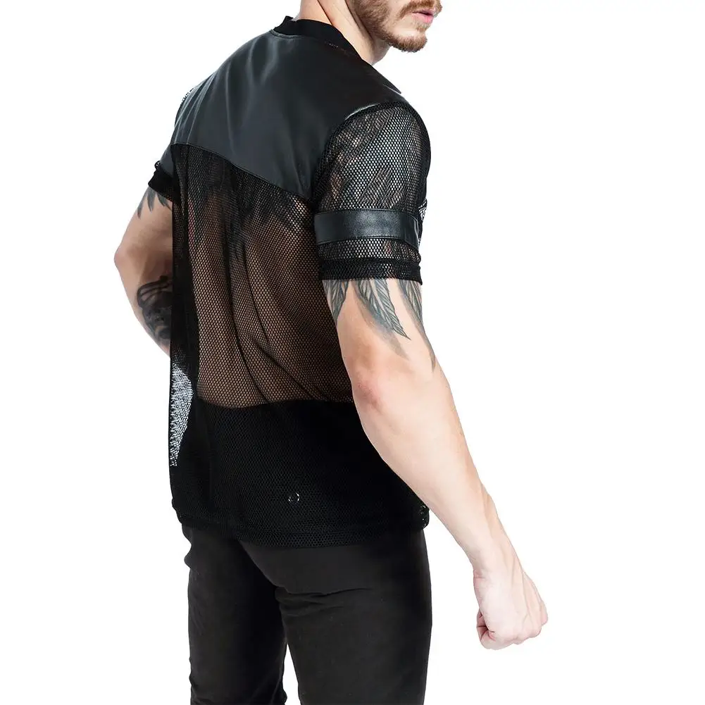 Футболка мужская Прозрачная с коротким рукавом и V образным вырезом|Мужские