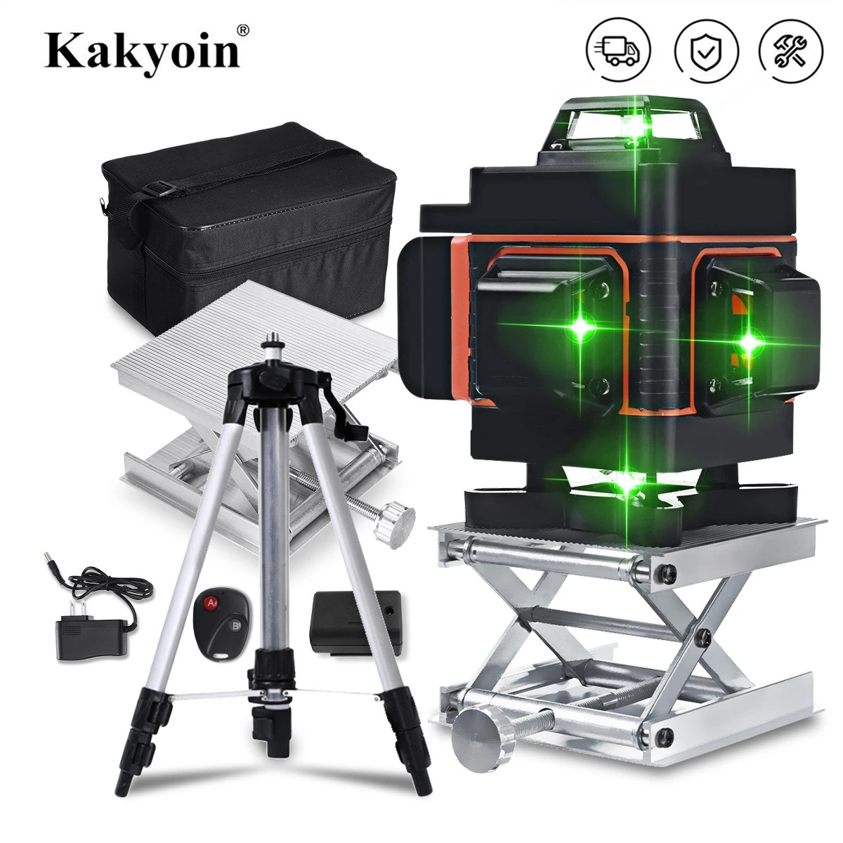 

4D 16 Lines Laser Level Green Light LED Display Auto Self Leveling 360° Rotary Measure Horizontal Vertical Cross Remote Control