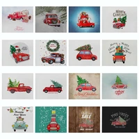 christmas tree red car printing cotton linen kitchen placemat dining table western food cup coaster pads dish mats home decor