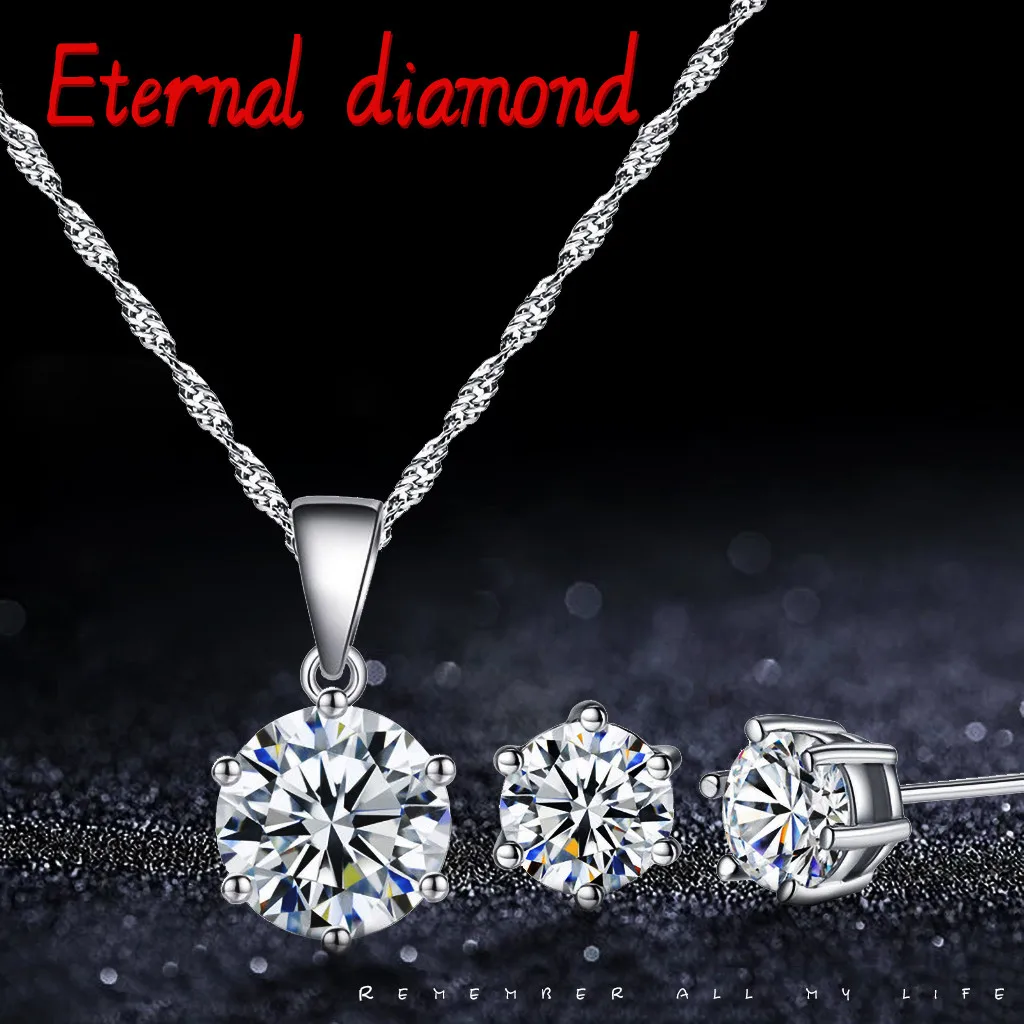 New Multilayer Crystal Necklaces Women Necklace Charm Pendant Jewelry Gifts Vintage Ear Stud Set Wholesale | Украшения и