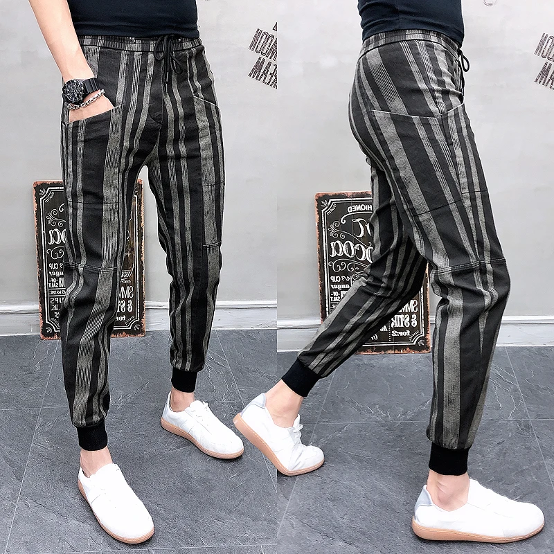 Брюки карго мужские в полоску джоггеры уличная одежда повседневные штаны