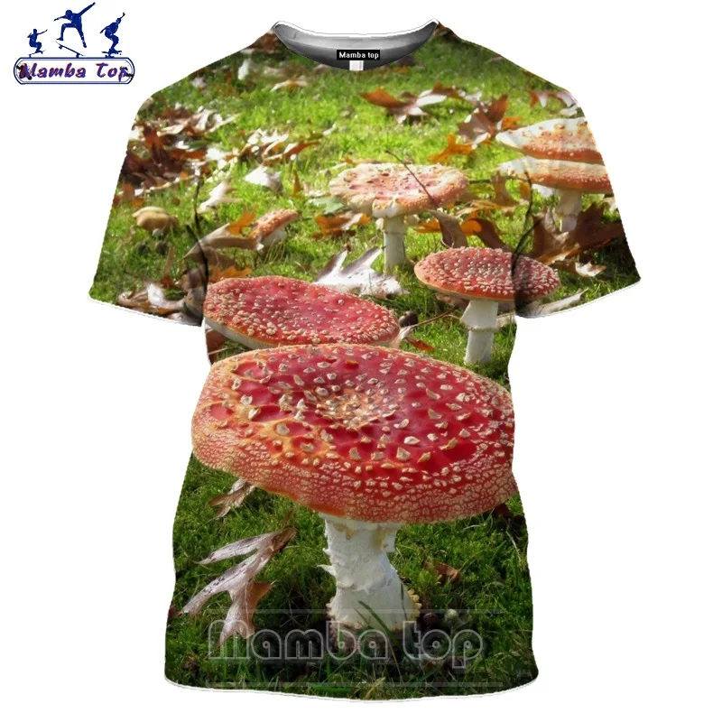 Топ Mamba футболка с 3D принтом растений и грибов летние цветные мужские футболки
