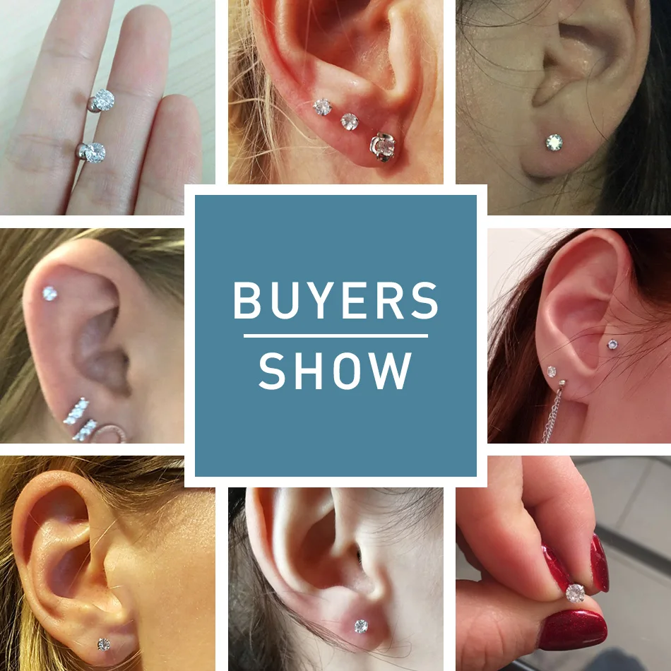 Женские серьги-гвоздики из серебра 925 пробы с фианитом | Украшения и аксессуары