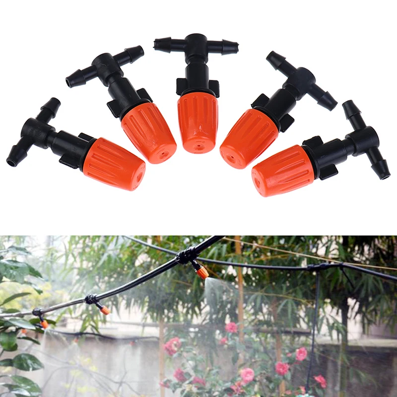 

5Pcs Adjustable Misting Nozzle with Tee Joint for Garden Watering Irrigation Sprinkler for 4/7mm 1/4 inch Tubing Hose