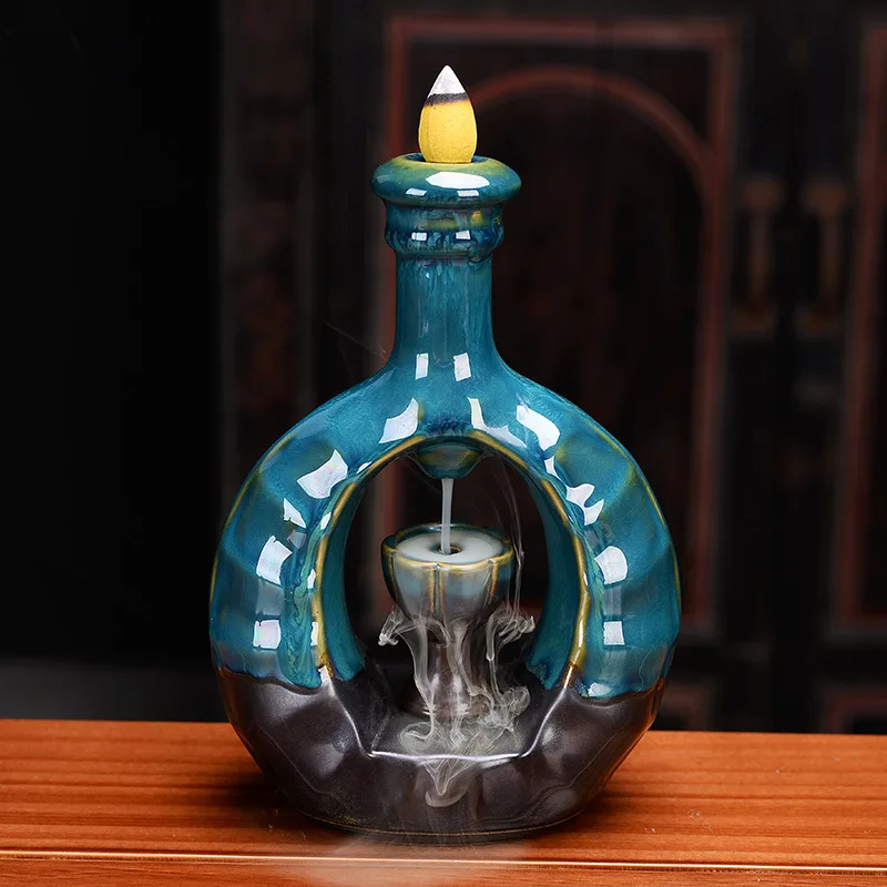 

YeFine Lotus Flower Core Circumfluence Incense Burner Ceramic Handicraft