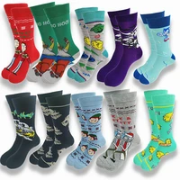 mens socks with cartoon characters in autumn and winter are casual happy comfortable novel the crew socks tube skateboards