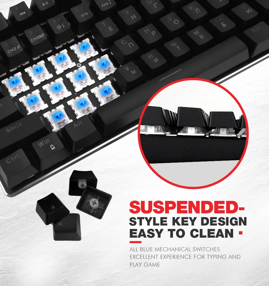 HAVIT Gaming Mechanical Keyboard 87/104 keys USB Wired keyboard Blue/Red Switch Backlit Keyboard US/Russian Version