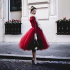 Женская плиссированная юбка, длинная юбка из Красного Тюля, выполненная по индивидуальному заказу, в уличном стиле, 2020