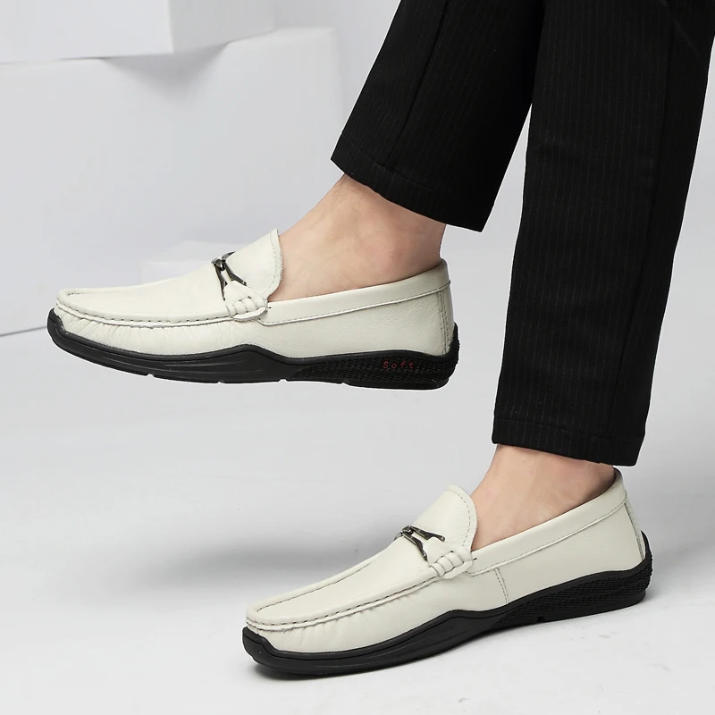 

Men's Formal Shoes Suit Formal Party Dress Shoes Genuine Cow Leather Shoes Black White Italian Classics Formal Dress Loafer