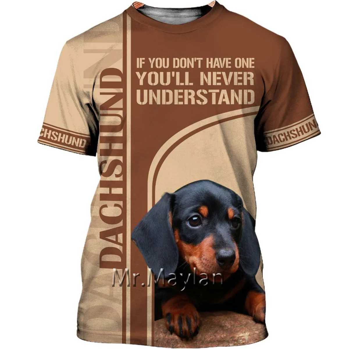 

Футболка спортивная унисекс с коротким рукавом и 3D-принтом таксы, размера 5XL