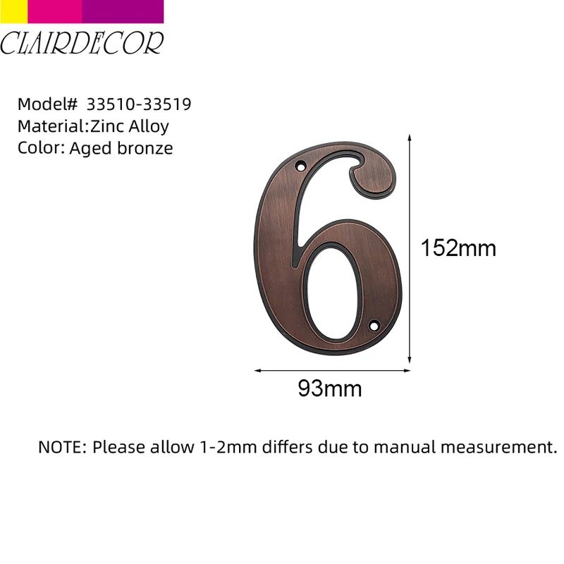 5 в 127 мм большой номер дома дверного адреса цинковый сплав с винтовым креплением