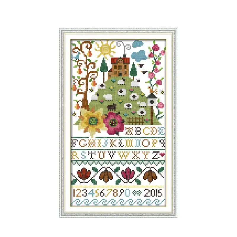 

Flowers alphabet cross stitch kit cartoon 14ct 11ct count print canvas stitches embroidery DIY handmade needlework plus