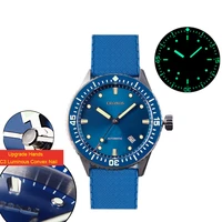 cronos mens diver watch blue sunray dial sapphire glass ceramic bezel nh35 automatic movement 200m water resistant rubber strap