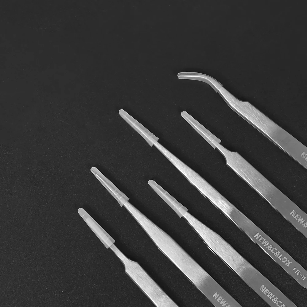 NEWACALOX 6 шт./компл. точность пинцеты антистатические анти-кислота немагнитные советы для электроники ювелирных изделий решений ремонт ручные инструменты