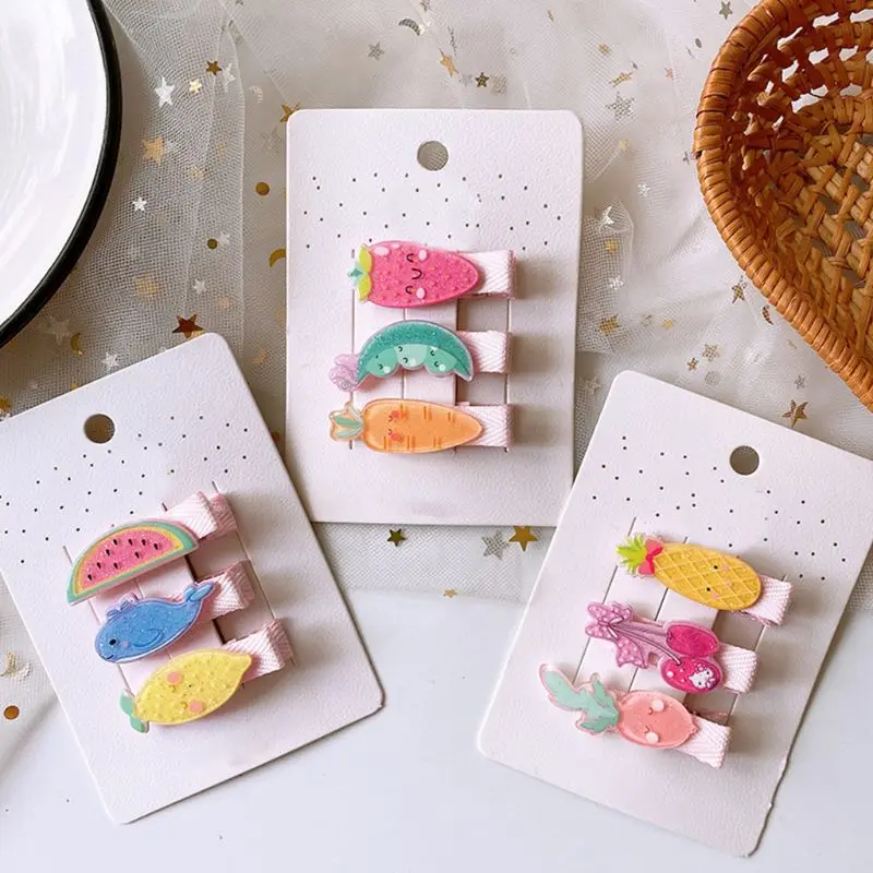 3 шт./компл. для маленьких девочек блестящая пудра из акрила заколки волос милое