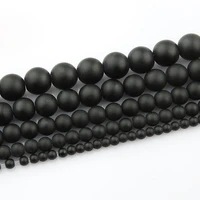 4mm 6mm 8mm 10mm 12mm round natural matte black stone loose beads lot for jewelry making diy crafts findings