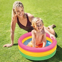 inflatable rainbow swimming pool ring 3 colors baby bathtub infant floating safety pool accessories water play toys for children