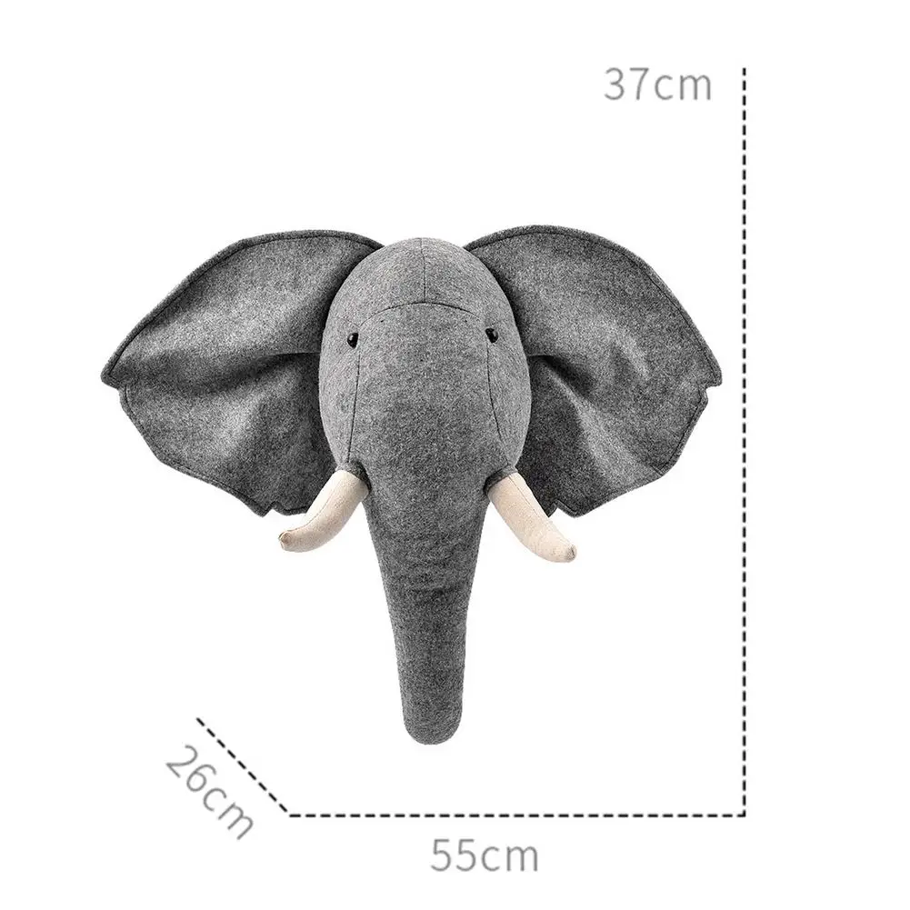 

Cute Animals Elephant Head Stuffed Plush Doll Kids Girls Bedroom Wall Hanging Decoration Artwork Toys Nordic Style Photo Props