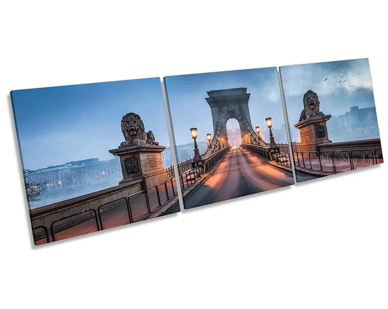 

Budapest Chain Bridge Picture Canvas Wall Art Three Panel Print