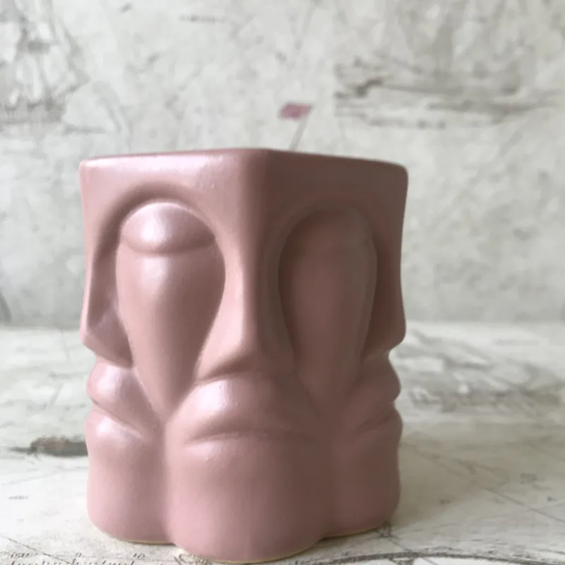 Сделай Сам глина цемент силиконовый Плантатор плесень 6 сторон 3D лицо бетон