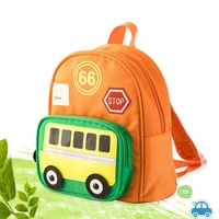 cartoon bus kids backpack childrens fashion simple zipper backpack travel bag student bag school bag baby accessories