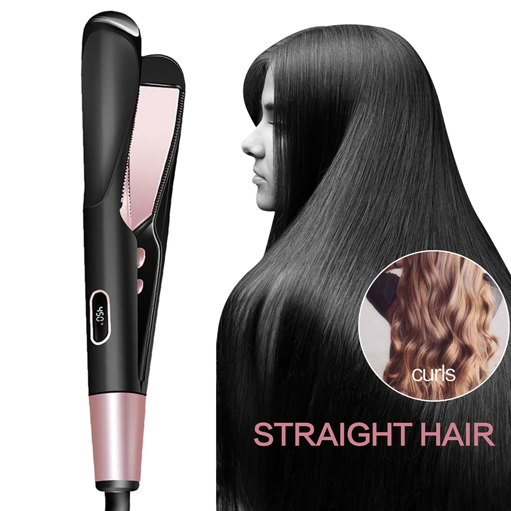 

2-in-1 Hair Straightener and Hair Curler Ceramic Coated Flat Iron Straightening Irons Hair Crimper Curling Iron Perming&Straight