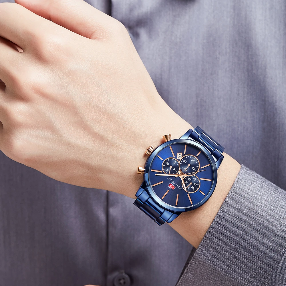 

MINIFOCUS Watch Men Sports Casual Stainless Steel Man Wrist Watch Chronograph Luminous Military Quartz Watches Relogio Masculino