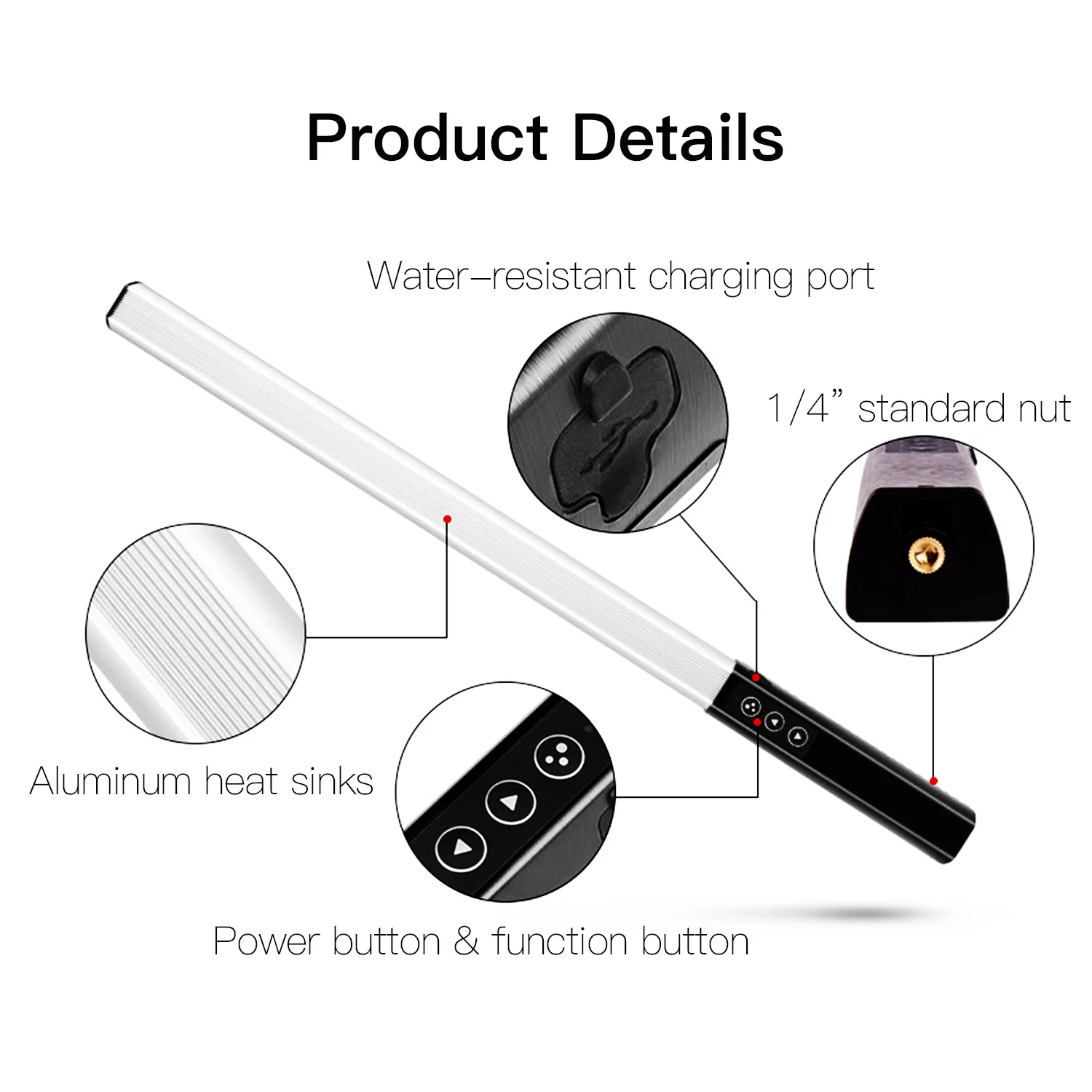 LUXCEO Q508A RGB Светодиодная трубка для видеосъемки ручная лампа фотосъемки с