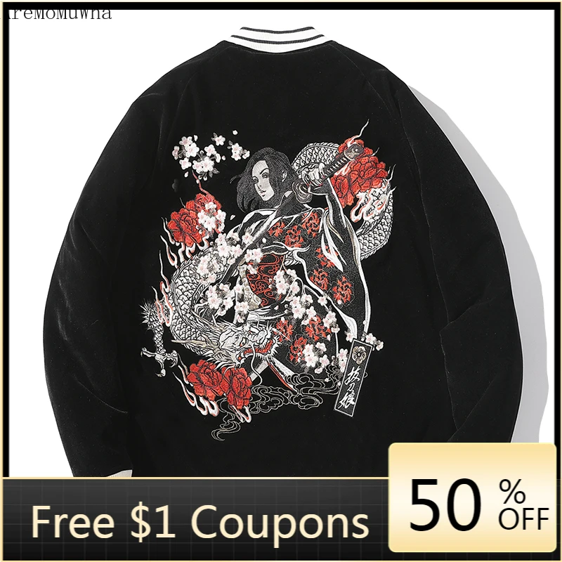 

Новинка Вышивка Yokosuka меч с хлопковой подкладкой для девушек мужчин женщин пар японский бренд ретро рок одежда с хлопковой подкладкой